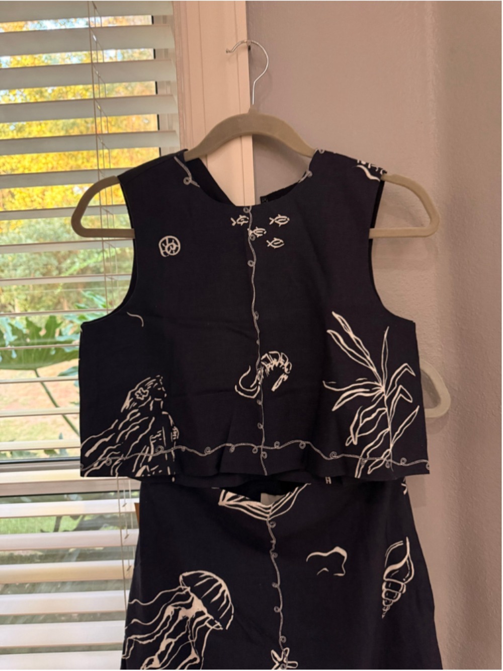 Women's Few Moda Navy White Sea Life Print Skirt Set Size 0 - Picture 6 of 9